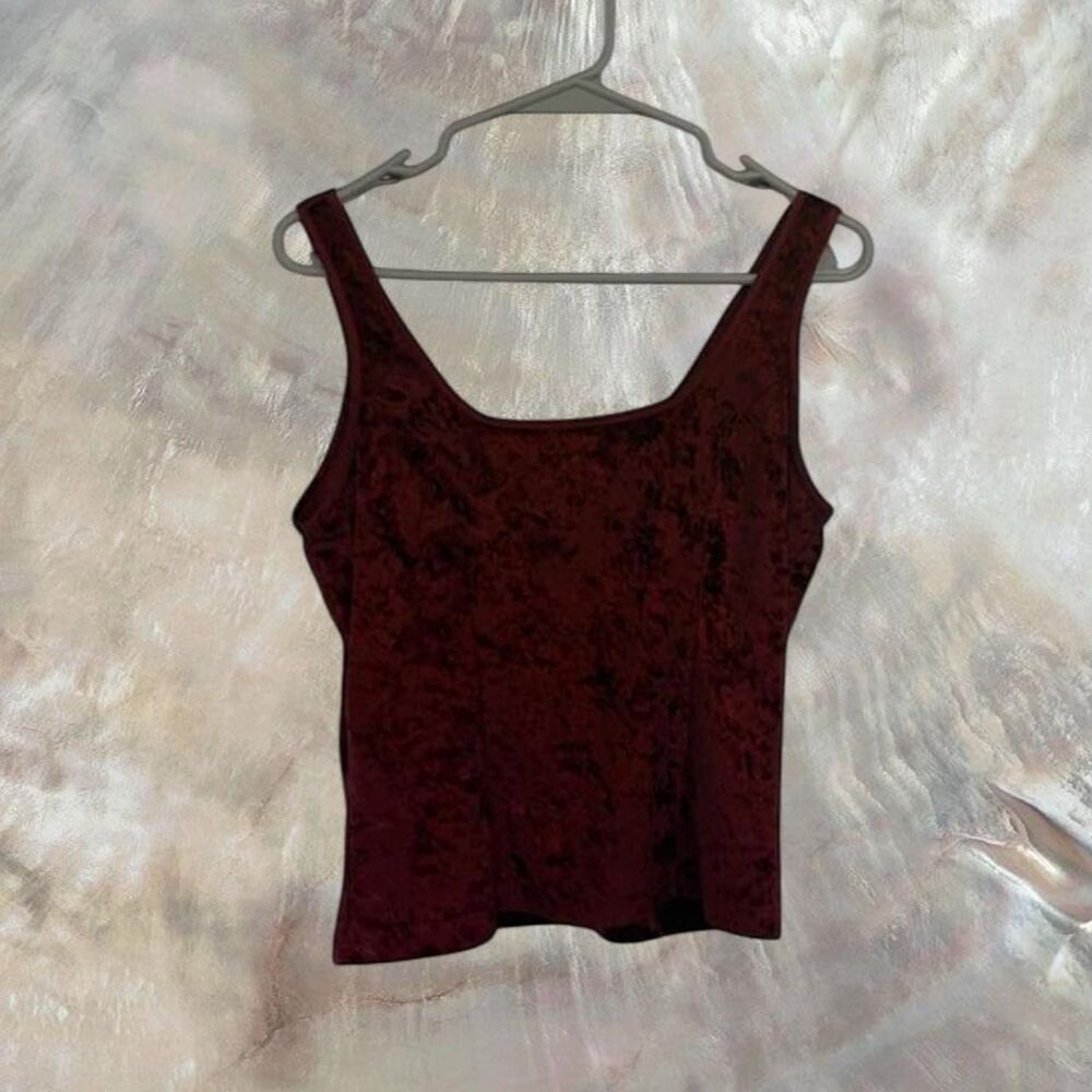 Victoria's Secret Vintage Women's Burgundy Crushed Velvet Top